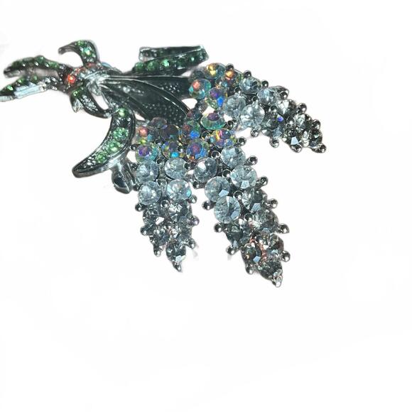 Vintage Crystal Hyacinth Brooch Pin - Picture 3 of 4